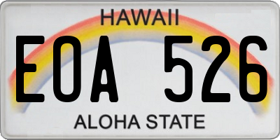 HI license plate EOA526