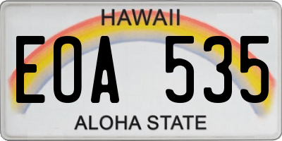 HI license plate EOA535