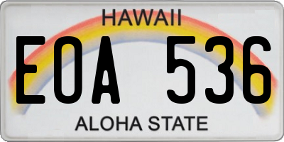HI license plate EOA536