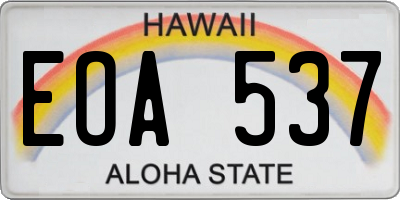 HI license plate EOA537