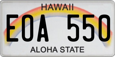 HI license plate EOA550