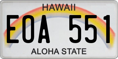 HI license plate EOA551