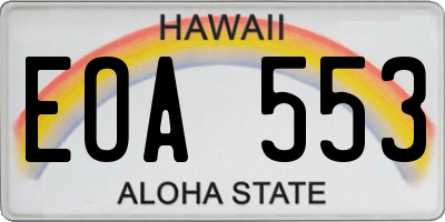 HI license plate EOA553