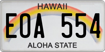 HI license plate EOA554