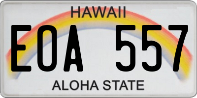 HI license plate EOA557
