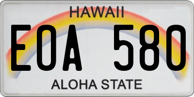 HI license plate EOA580