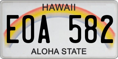 HI license plate EOA582