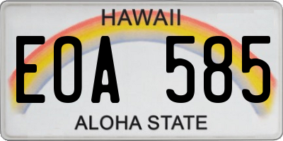 HI license plate EOA585