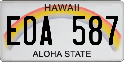 HI license plate EOA587