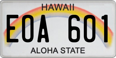 HI license plate EOA601