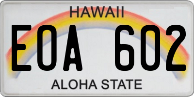 HI license plate EOA602