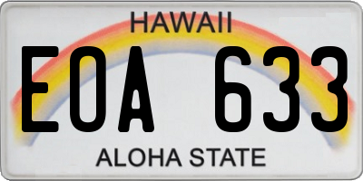 HI license plate EOA633