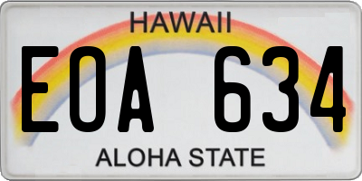 HI license plate EOA634