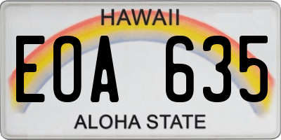 HI license plate EOA635