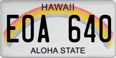 HI license plate EOA640