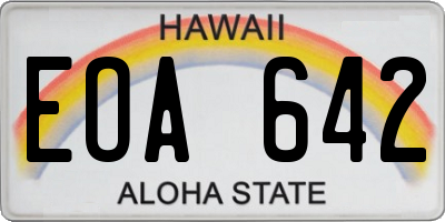 HI license plate EOA642