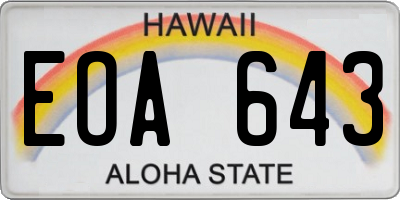 HI license plate EOA643
