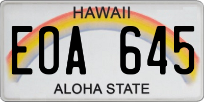 HI license plate EOA645
