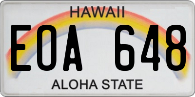 HI license plate EOA648