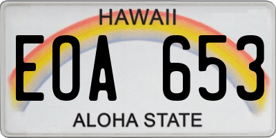 HI license plate EOA653