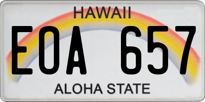 HI license plate EOA657