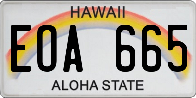 HI license plate EOA665