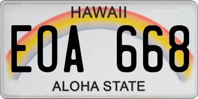 HI license plate EOA668
