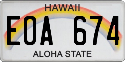 HI license plate EOA674