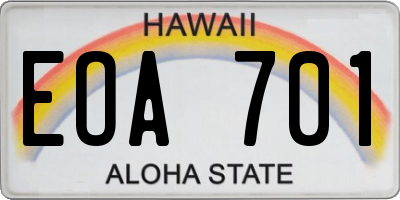 HI license plate EOA701