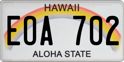 HI license plate EOA702