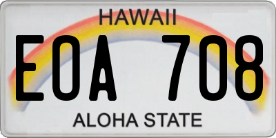 HI license plate EOA708