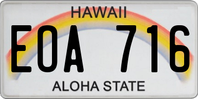 HI license plate EOA716