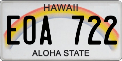 HI license plate EOA722