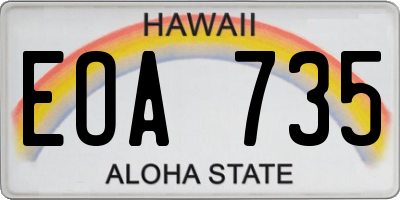 HI license plate EOA735