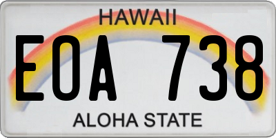 HI license plate EOA738