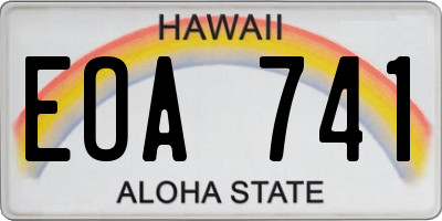 HI license plate EOA741