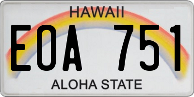 HI license plate EOA751
