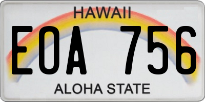 HI license plate EOA756
