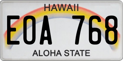 HI license plate EOA768