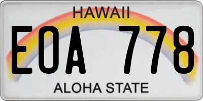 HI license plate EOA778