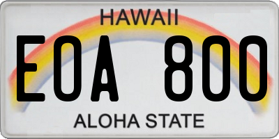 HI license plate EOA800