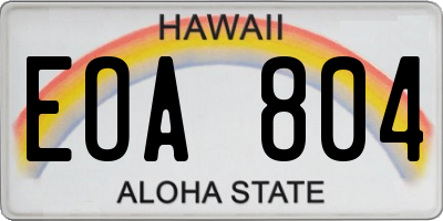 HI license plate EOA804