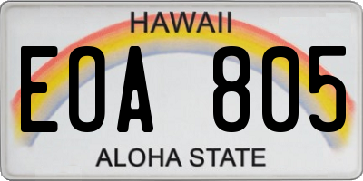 HI license plate EOA805