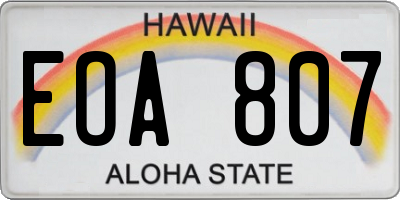 HI license plate EOA807