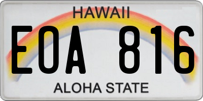 HI license plate EOA816
