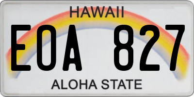 HI license plate EOA827