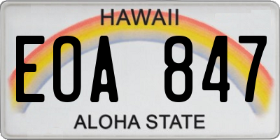 HI license plate EOA847