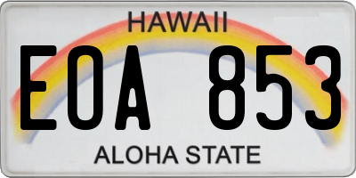 HI license plate EOA853