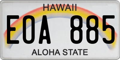 HI license plate EOA885