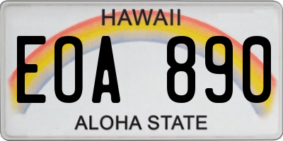 HI license plate EOA890